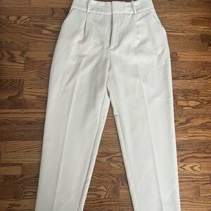 Womens cream high waist tapered Dress Pants
